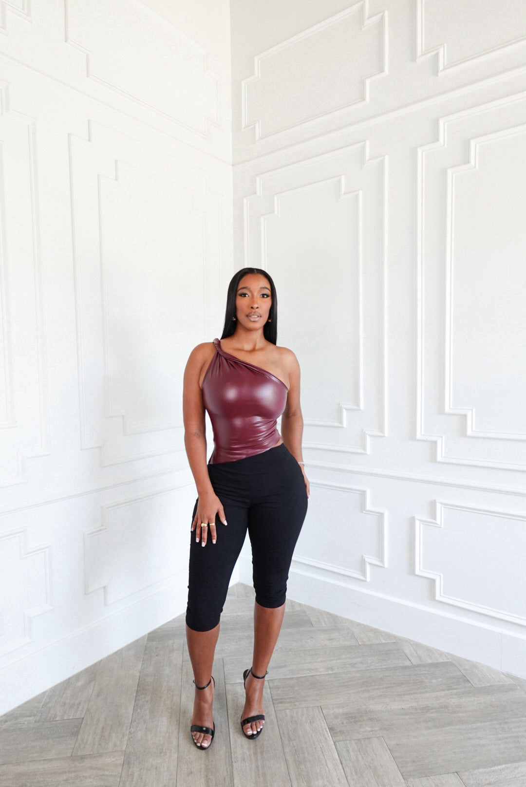 Faux Leather Luxe One-Shoulder Top